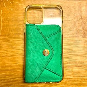 Stoney Clover Lane phone wallet on iPhone 12 Pro case Avocado